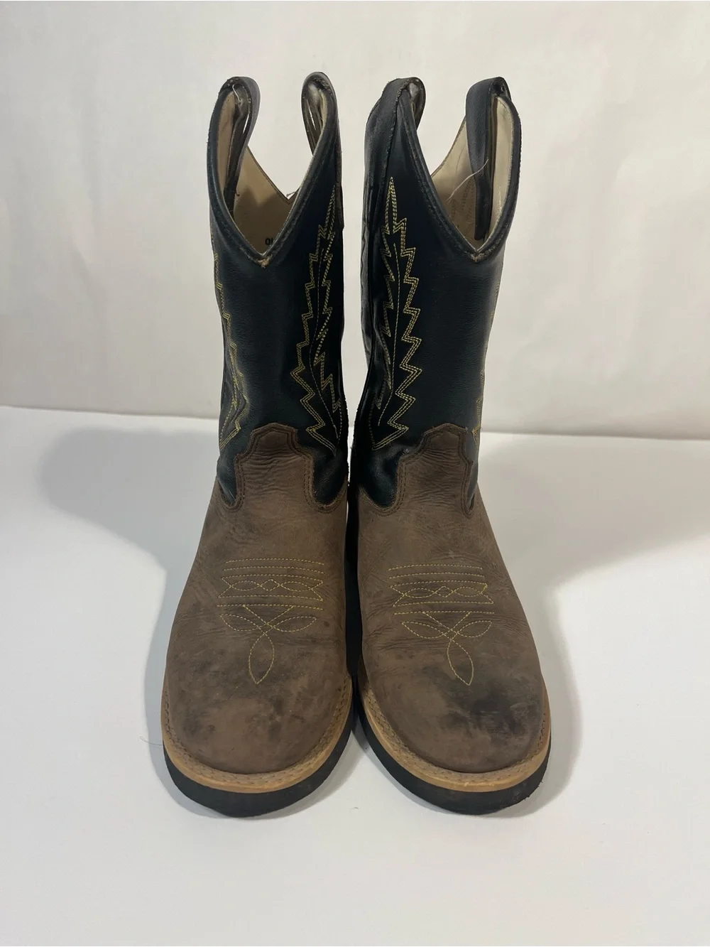 Old West Children's Crepe Western Boots 1606 Brown Black Barn Rodeo Youth Size 3